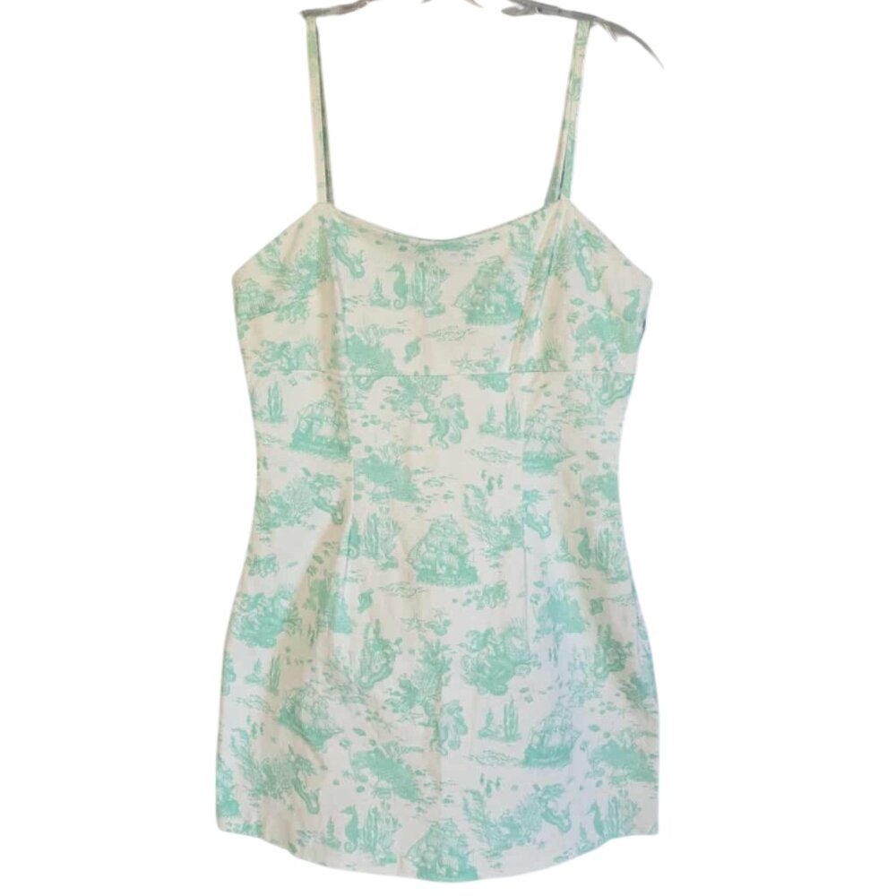 NWOT Avec Les Filles Shipwreck Ocean Mint Cotton Mini Dress
